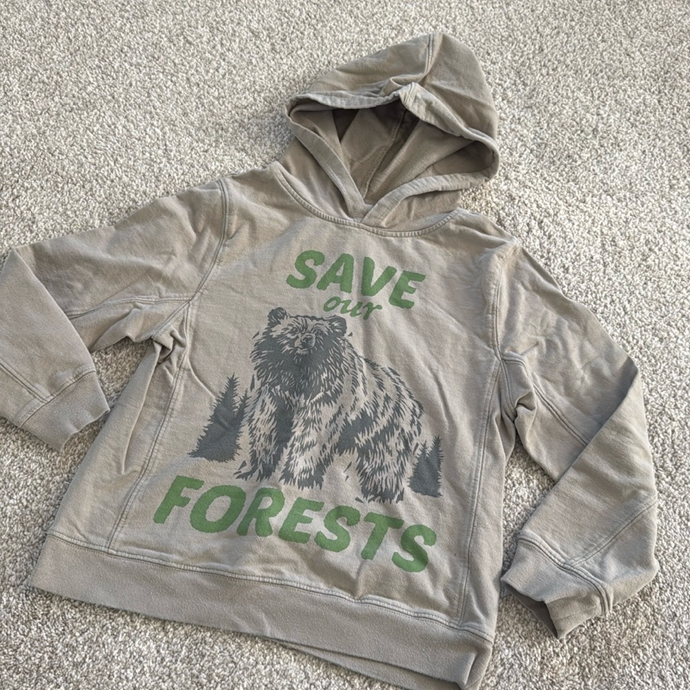 PEAK Kids Hooded Sweatshirt - Save Our Forests Graphic (Gray/Green)